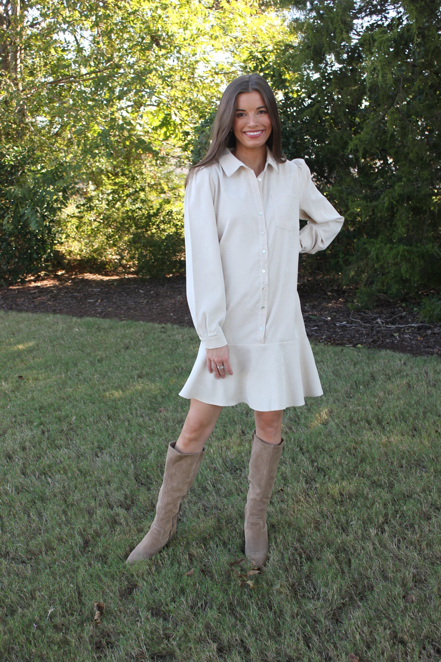 Corduroy Button Down Dress