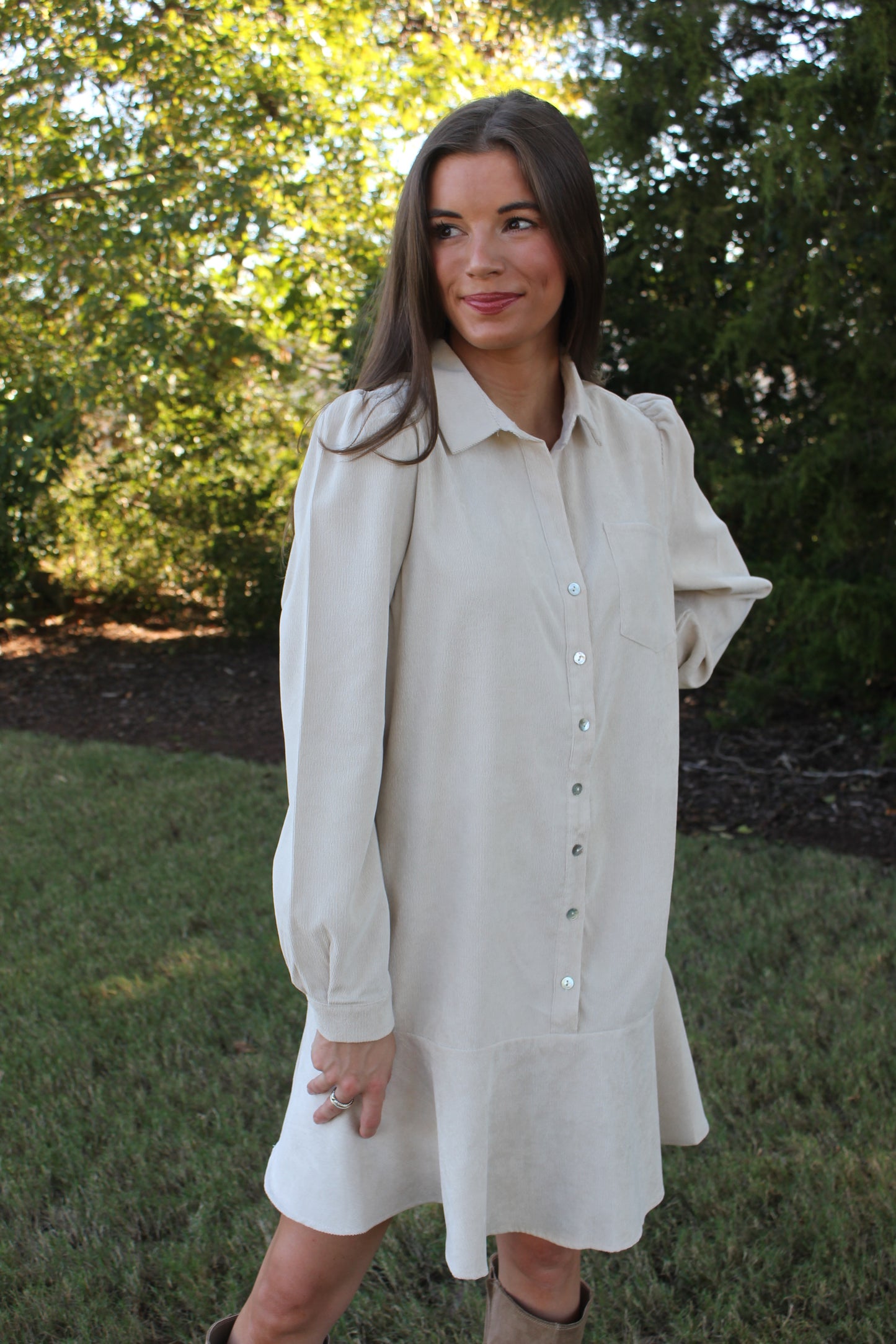 Corduroy Button Down Dress