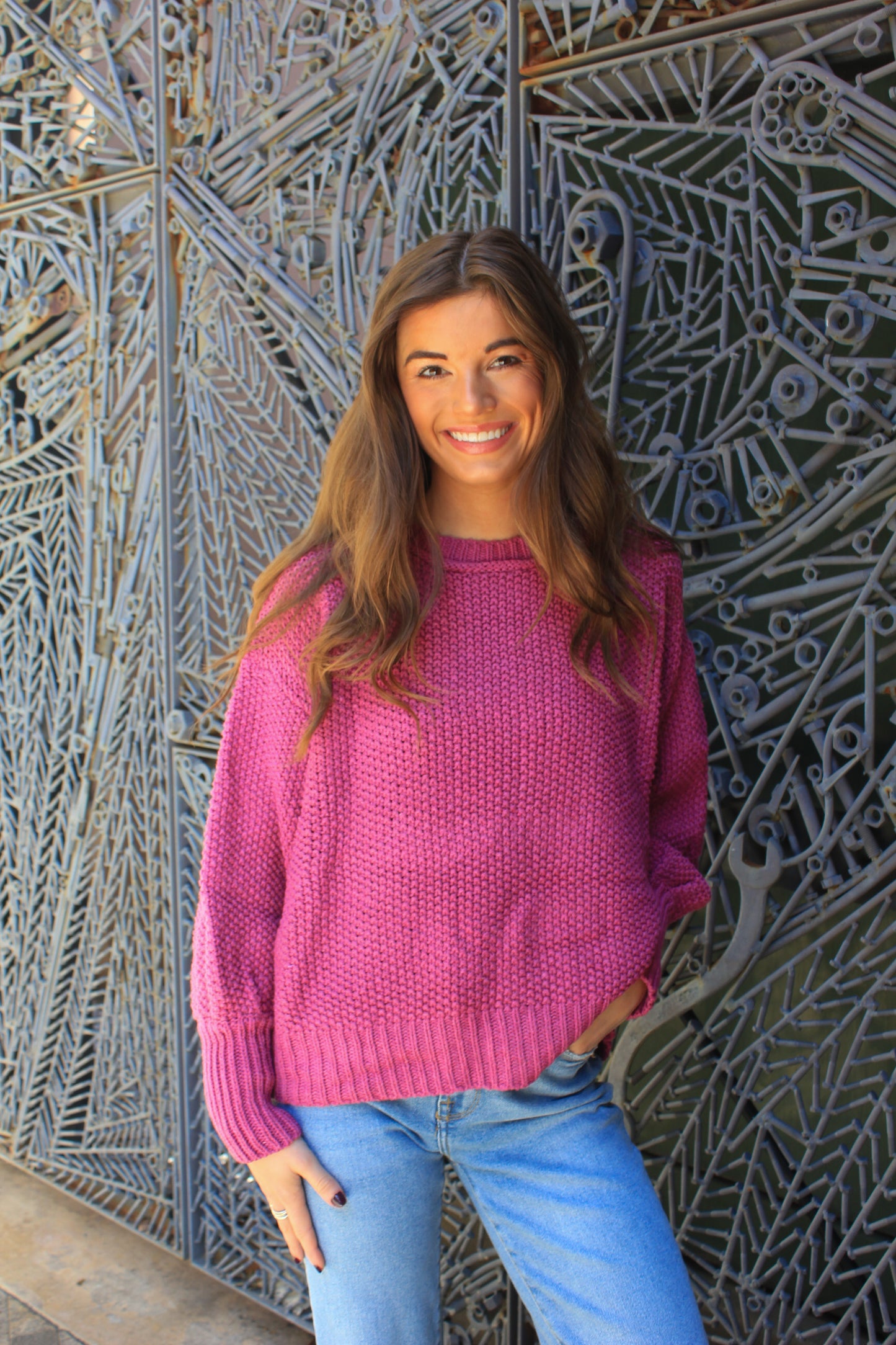 Fab Fuchsia Crew Neck Sweater
