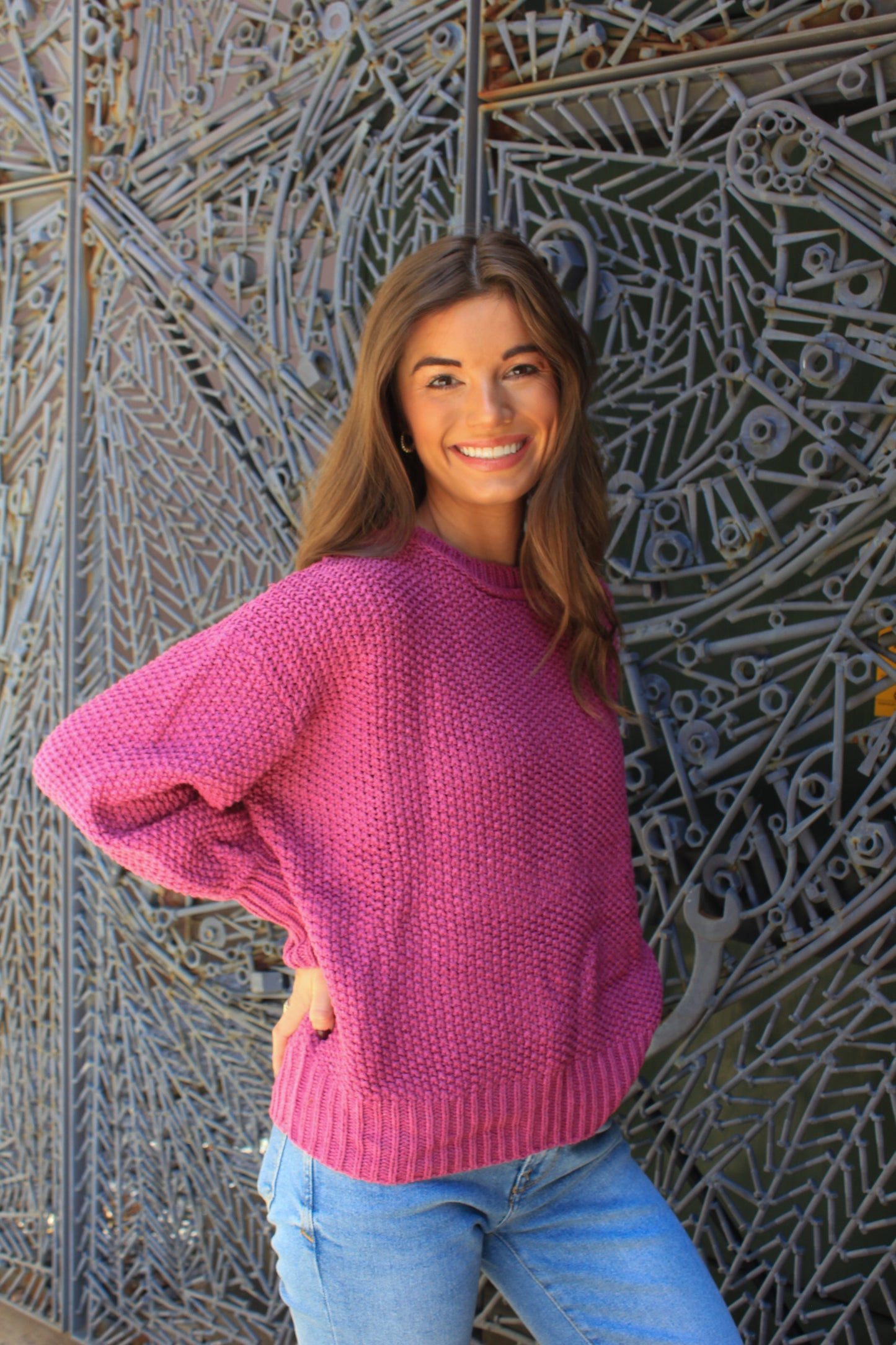 Fab Fuchsia Crew Neck Sweater
