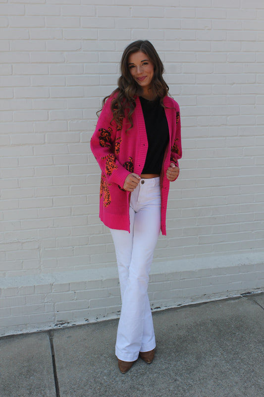 Tiger Cardigan- Hot Pink