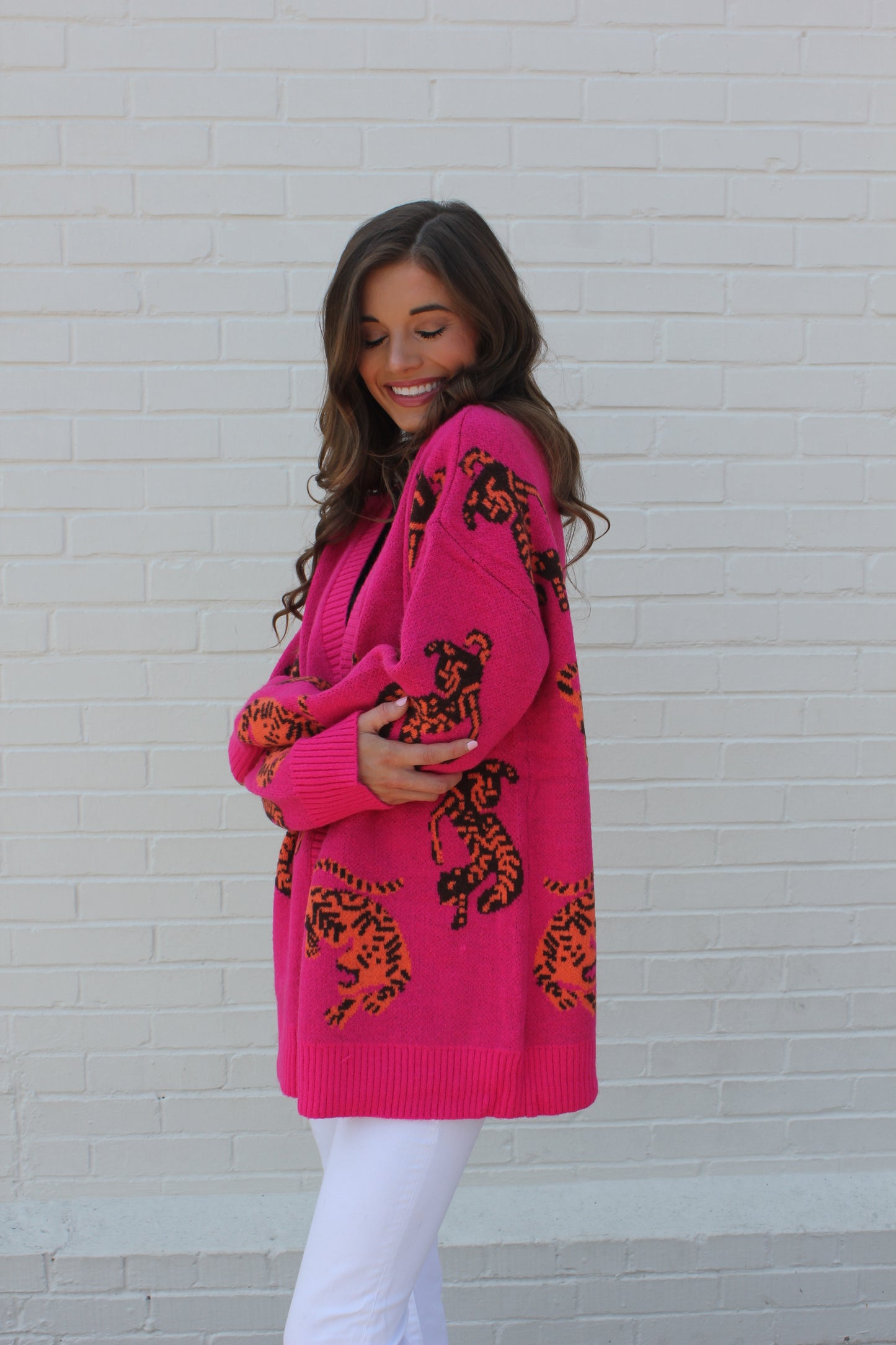 Tiger Cardigan- Hot Pink