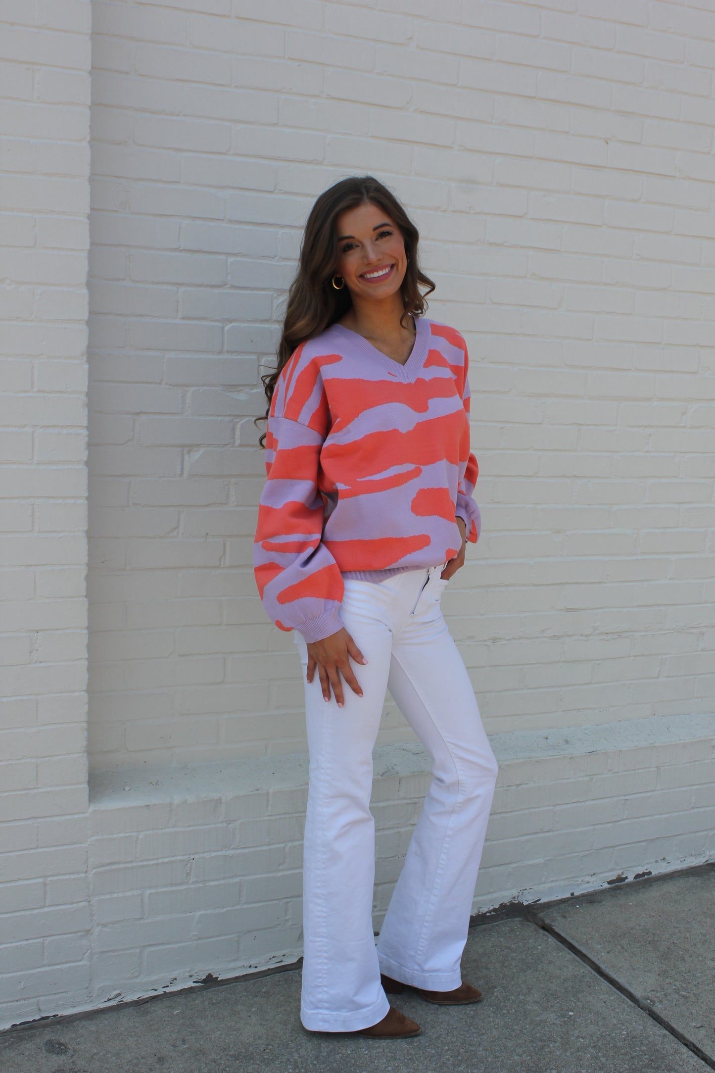 Lavender & Coral Sweater