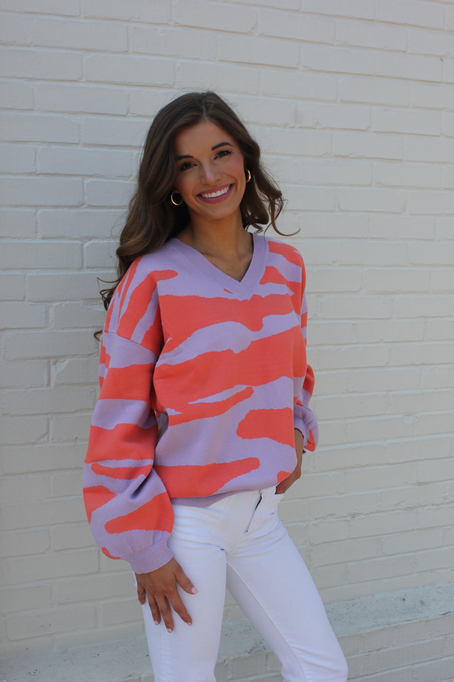 Lavender & Coral Sweater