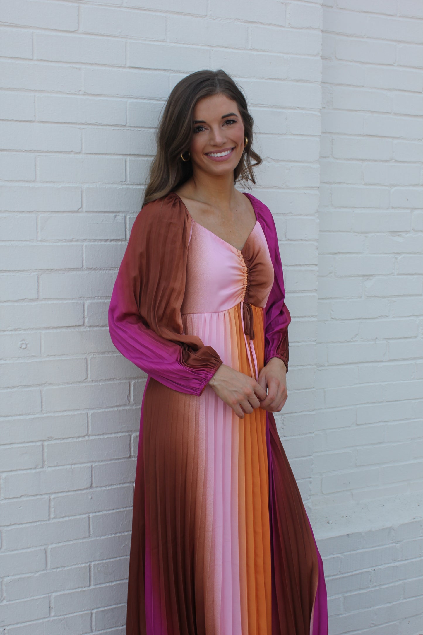 Color Stripe Silk Dress