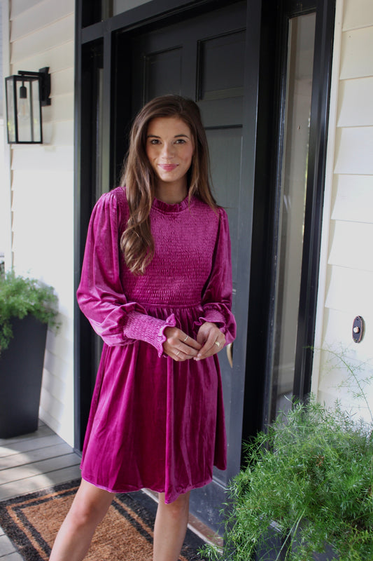 Raspberry Velvet Dress