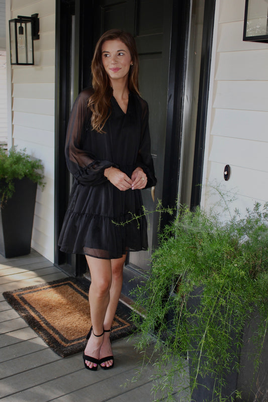 Black Sheer Sleeved Dress