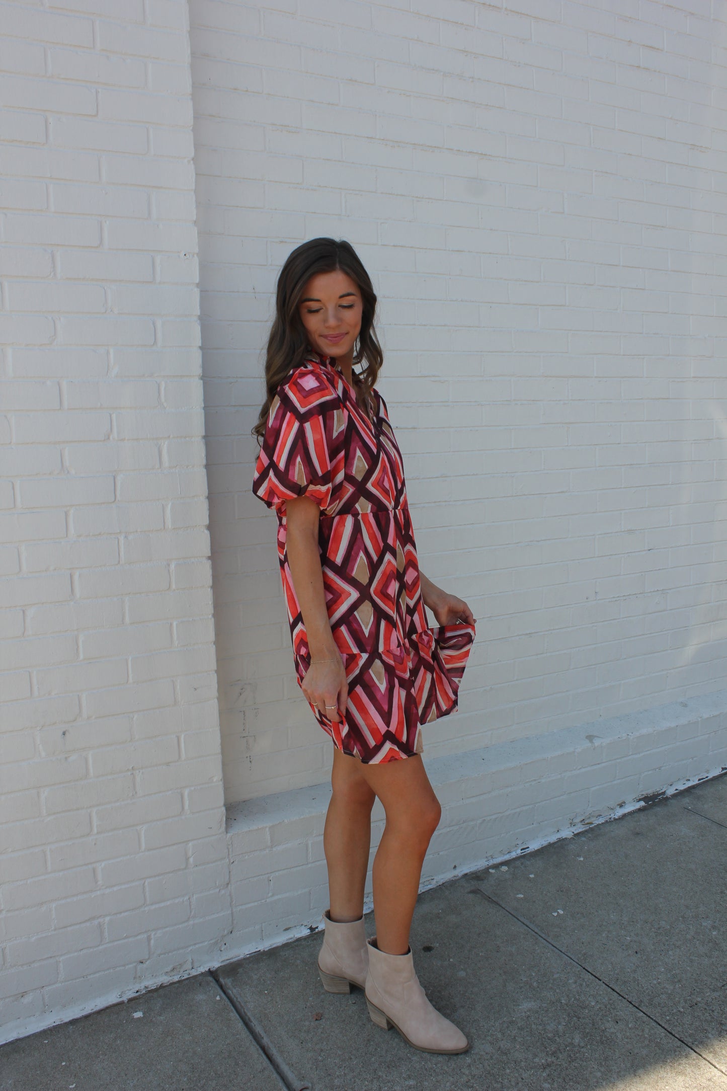 Rust and Purple Print Dress