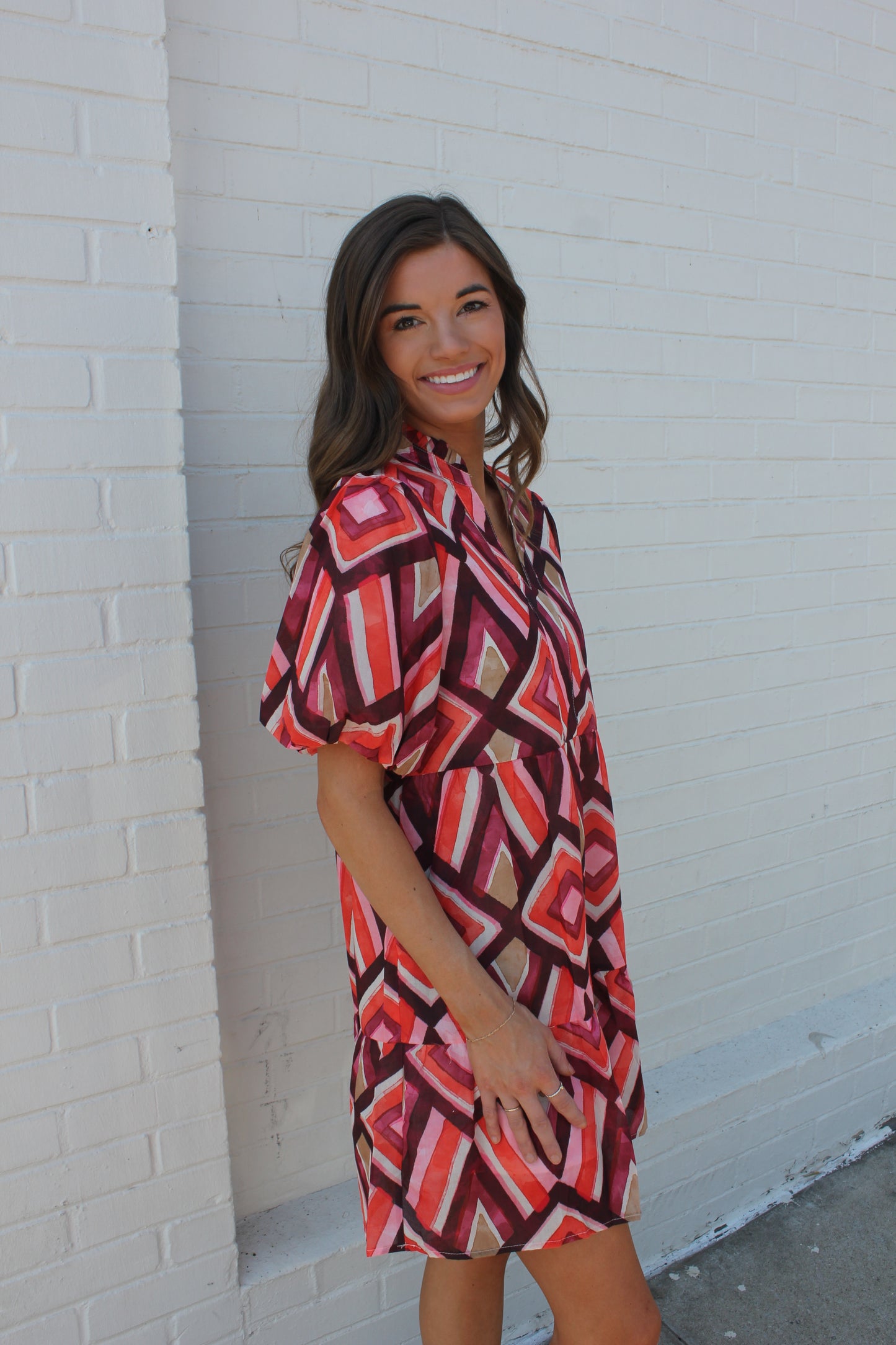 Rust and Purple Print Dress