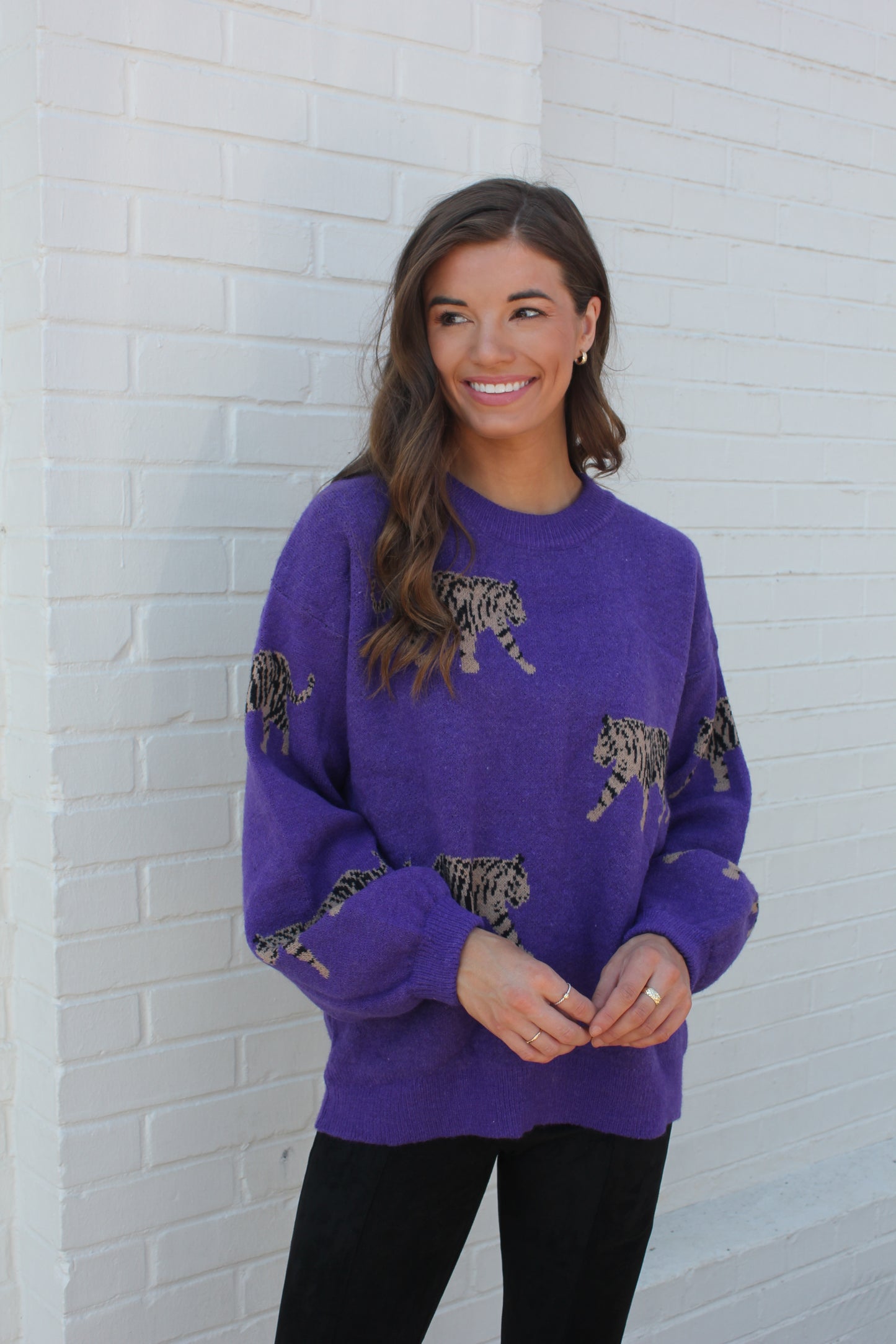 Purple Power Tiger Sweater