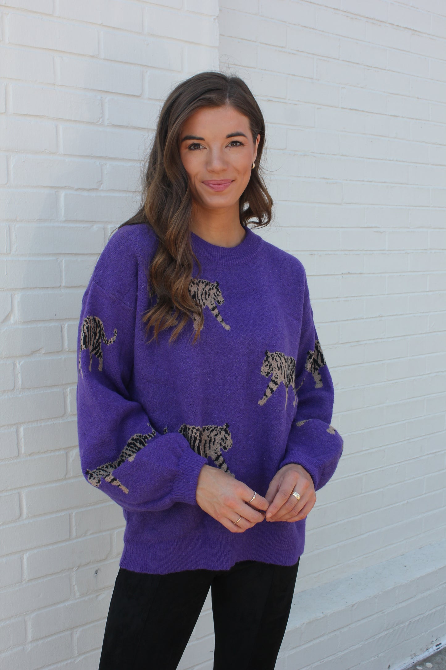 Purple Power Tiger Sweater