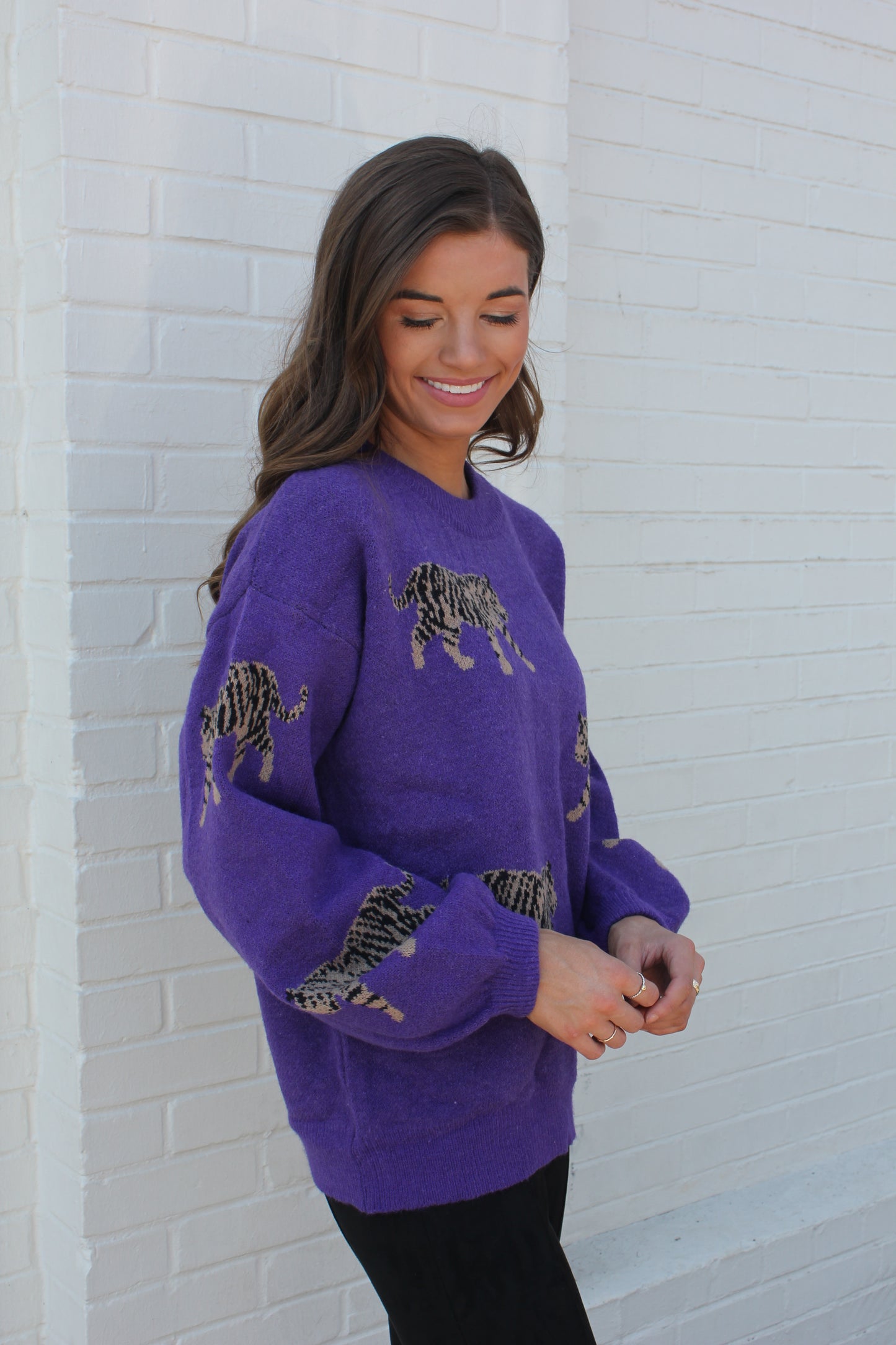 Purple Power Tiger Sweater