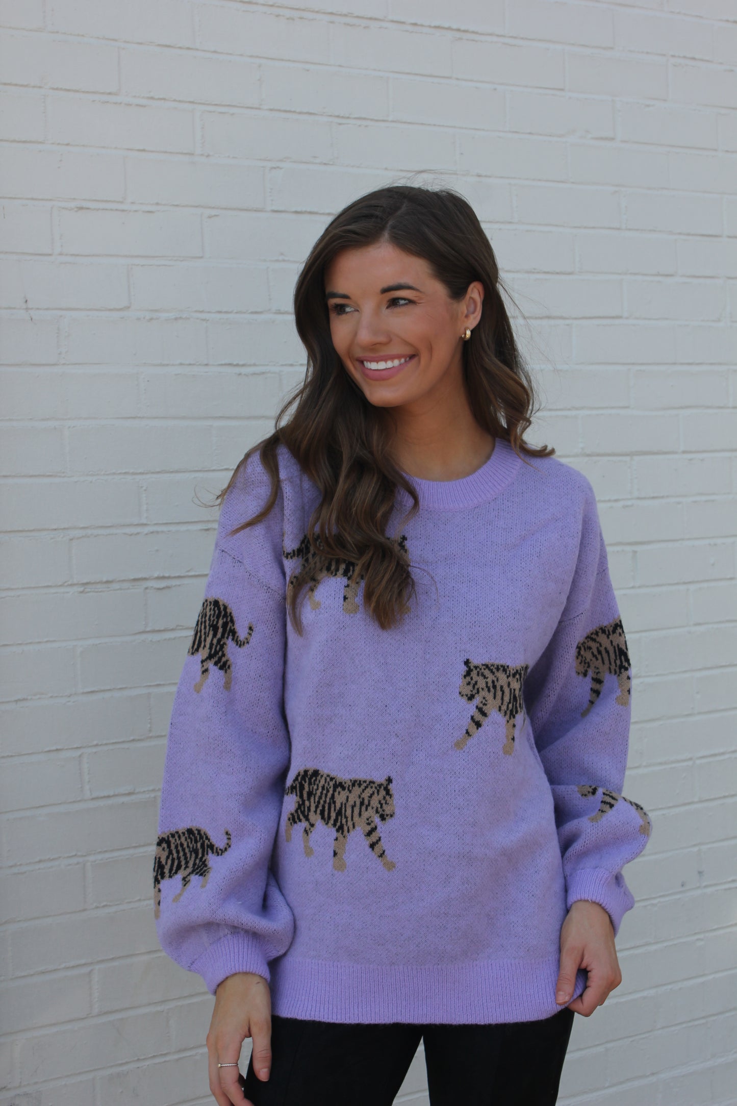 Lavender Leaping Tiger Sweater