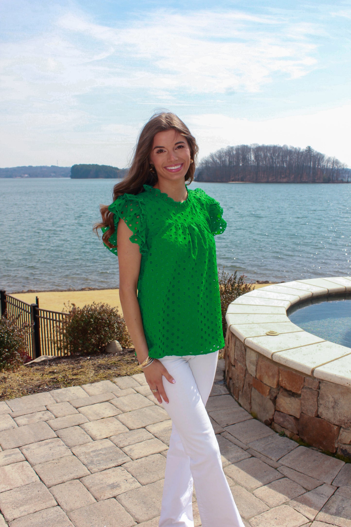 Butterfly Sleeve Top- Green