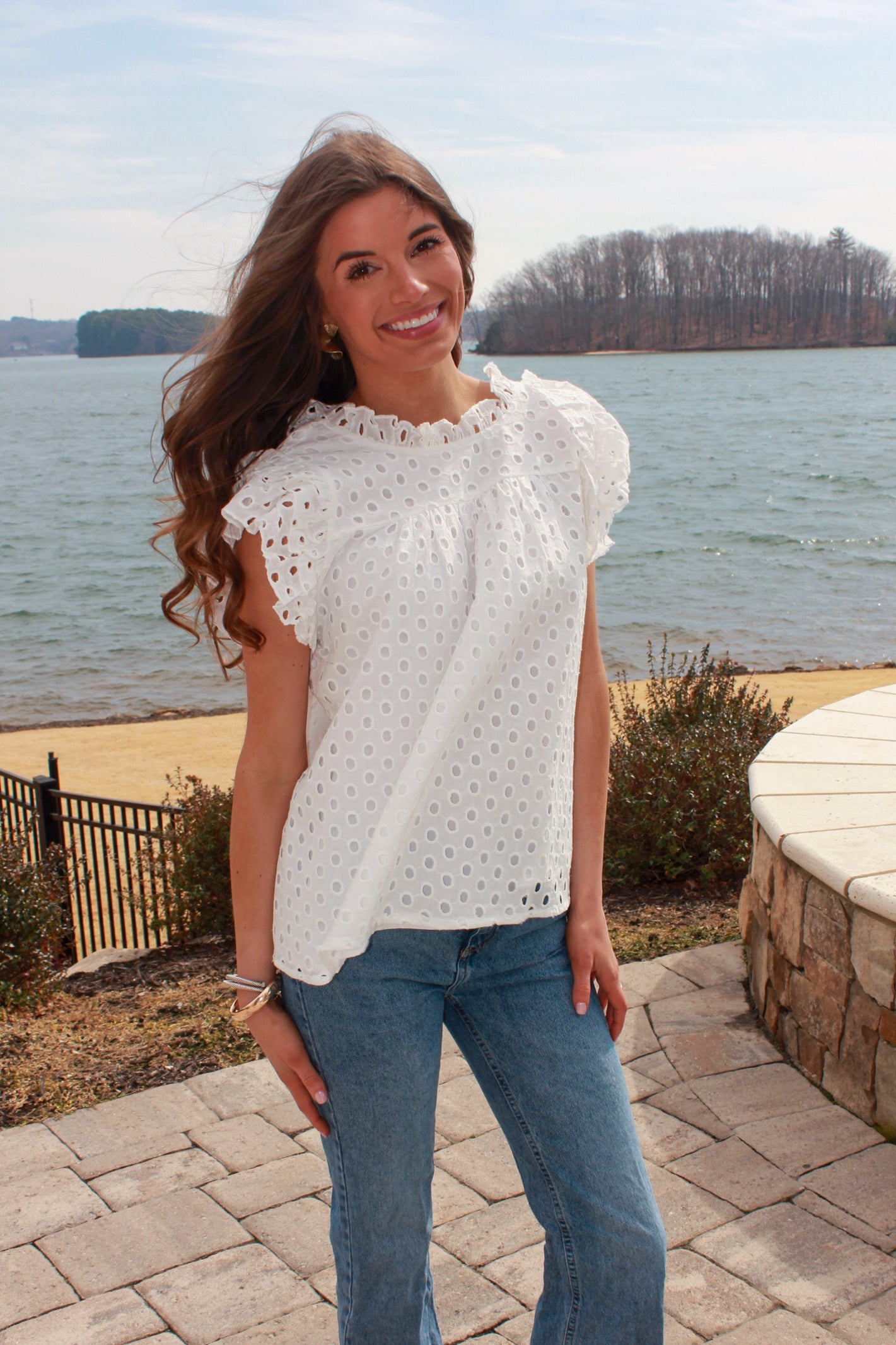 Butterfly Sleeve Top- White