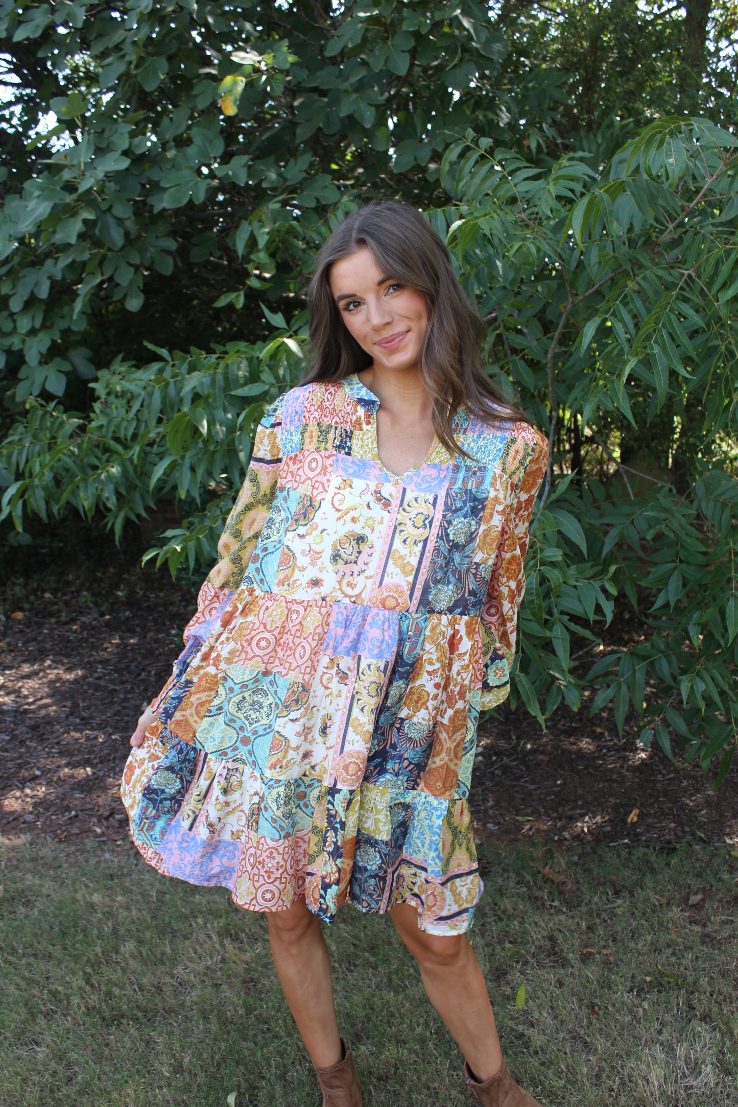 Patchwork Print Dress