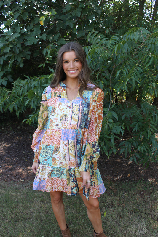 Patchwork Print Dress