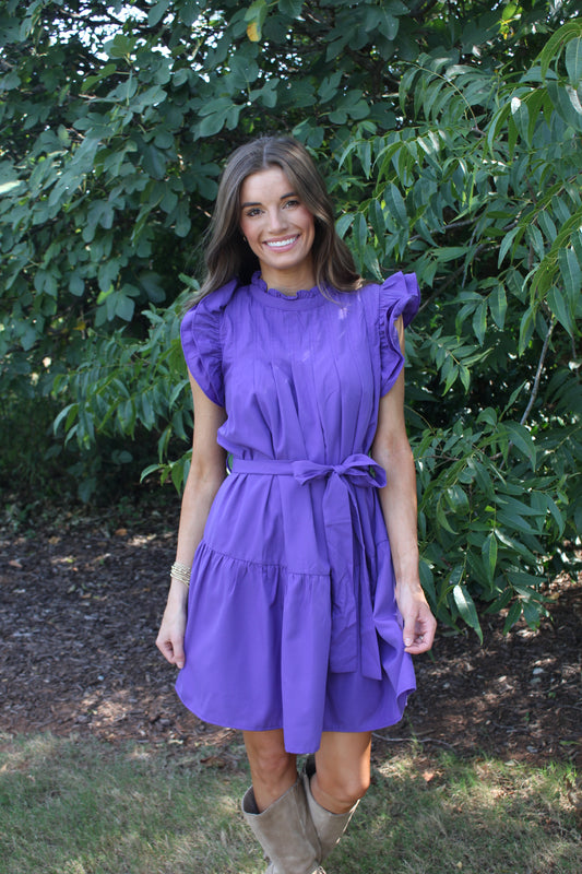 Pleated Purple Dress