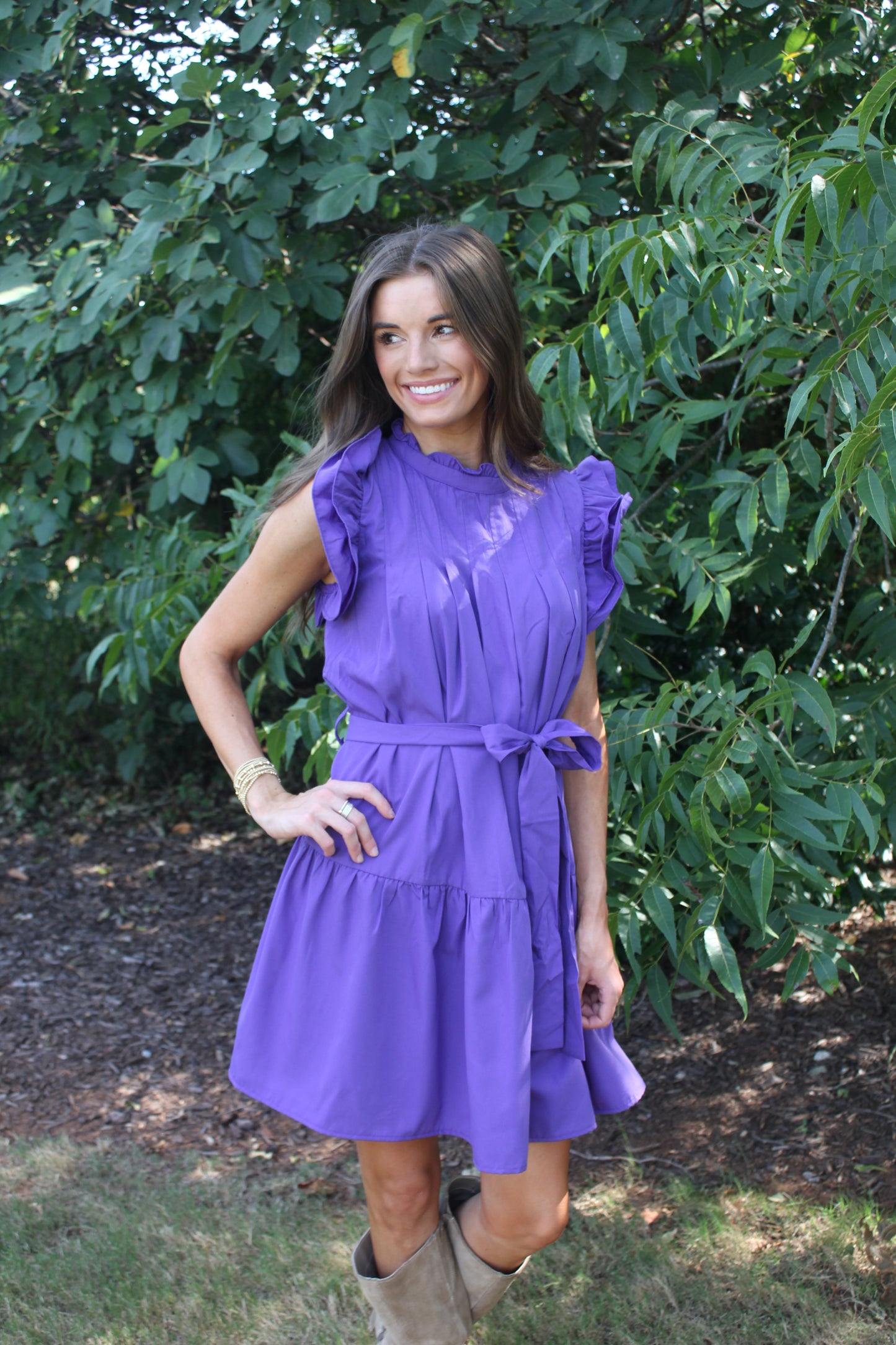 Pleated Purple Dress