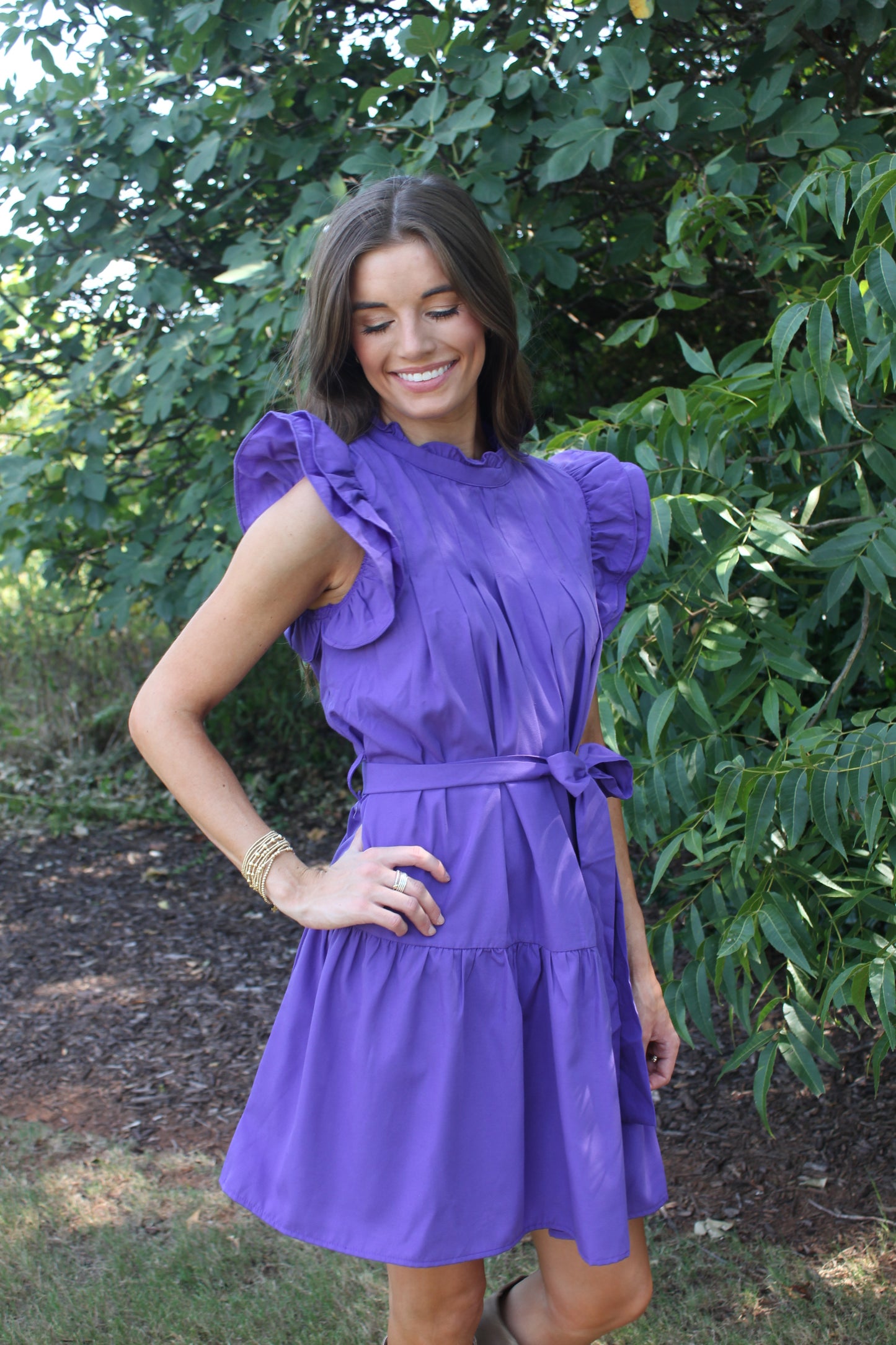 Pleated Purple Dress