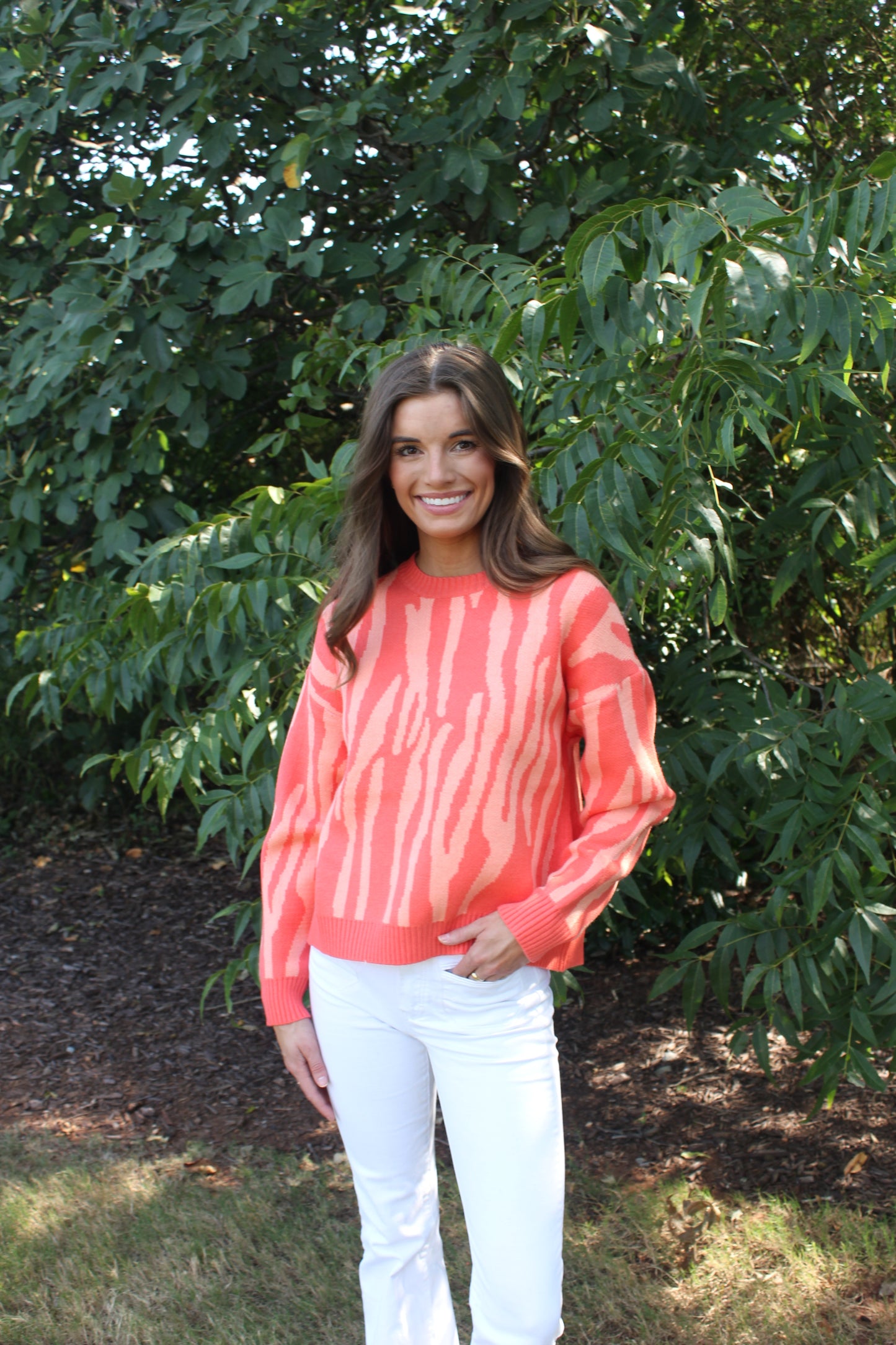 Orange Animal Print Sweater