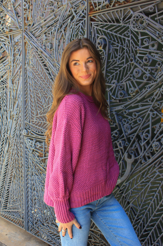 Fab Fuchsia Crew Neck Sweater