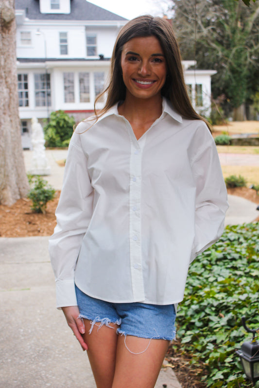 Classic White Poplin Blouse